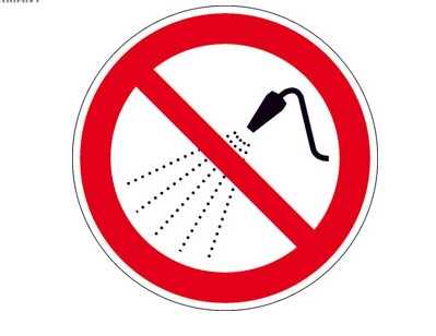 Aufkleber Mit Wasser spritzen verboten 10 cm