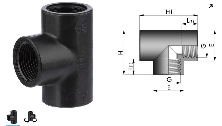 T-Stück 3/4" PP 3fach Innengewinde