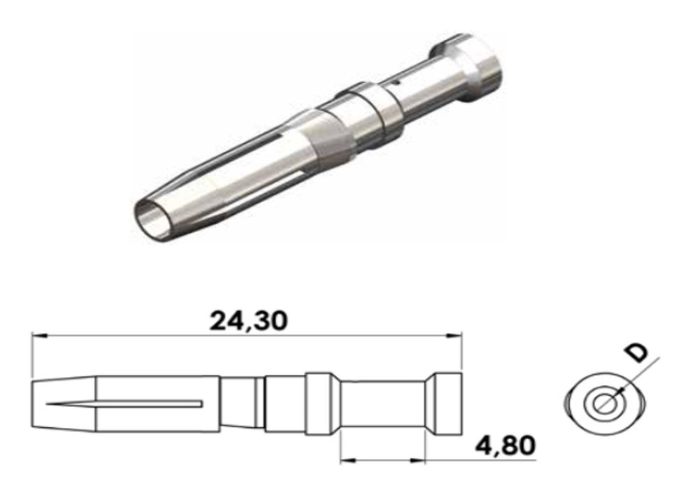 Kontaktbuchse 2,5 mm / 0,75-1,0 mm ², versilbert