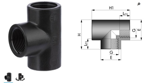 [K_00357[1.0]] T-Stück 3/4" PP 3fach Innengewinde